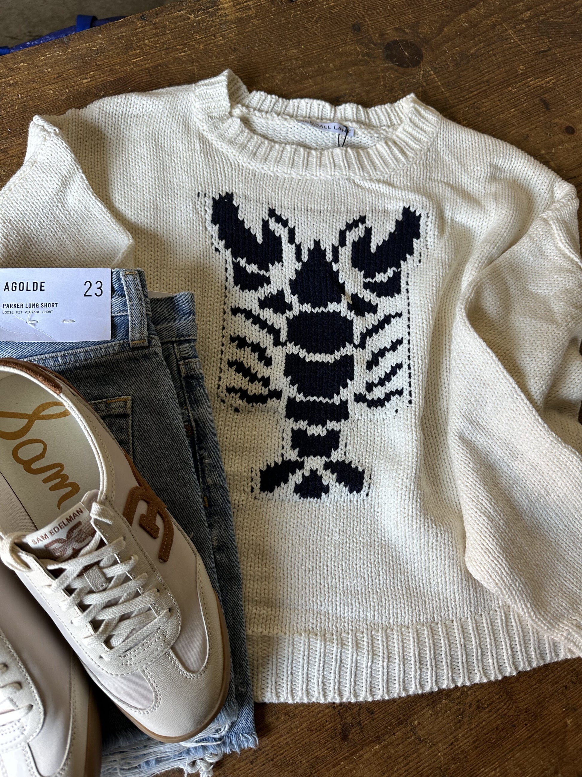 Cropped Lobster Sweater-Sweaters-Uniquities