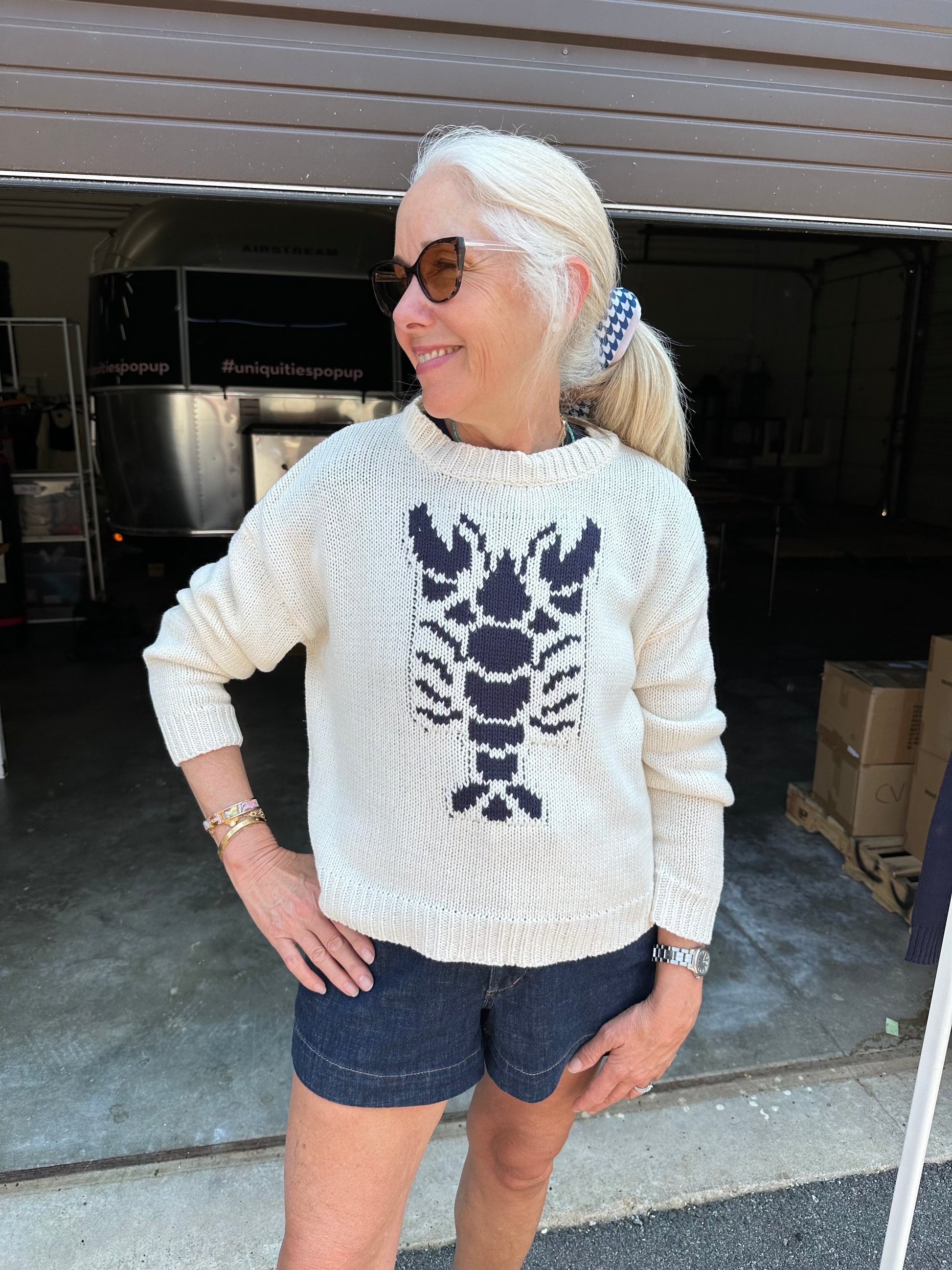Cropped Lobster Sweater-Sweaters-Uniquities