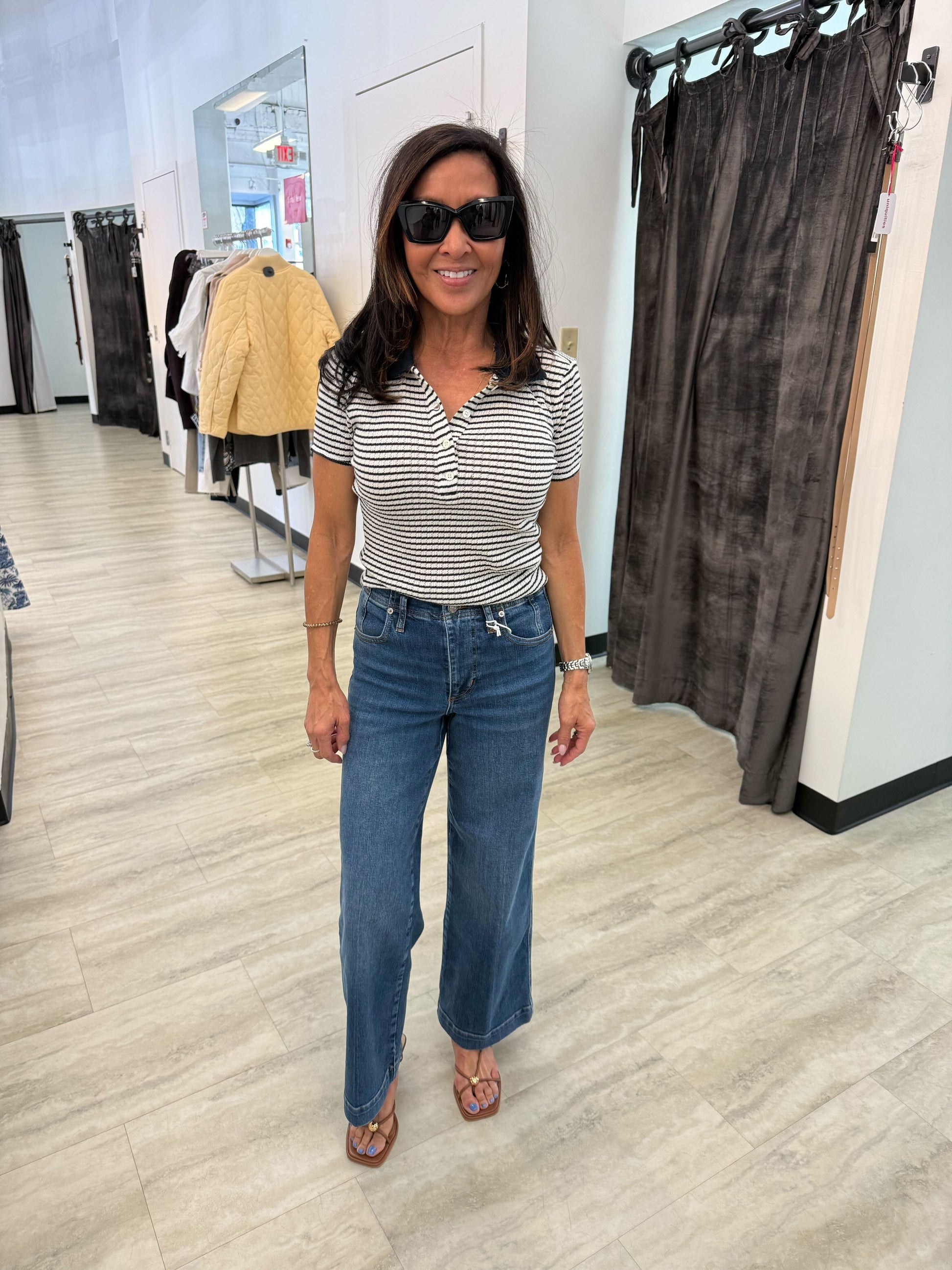 Pointelle Polo-Tops/Blouses-Uniquities