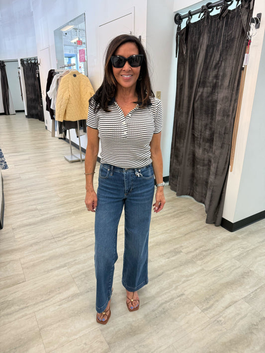 Pointelle Polo-Tops/Blouses-Uniquities