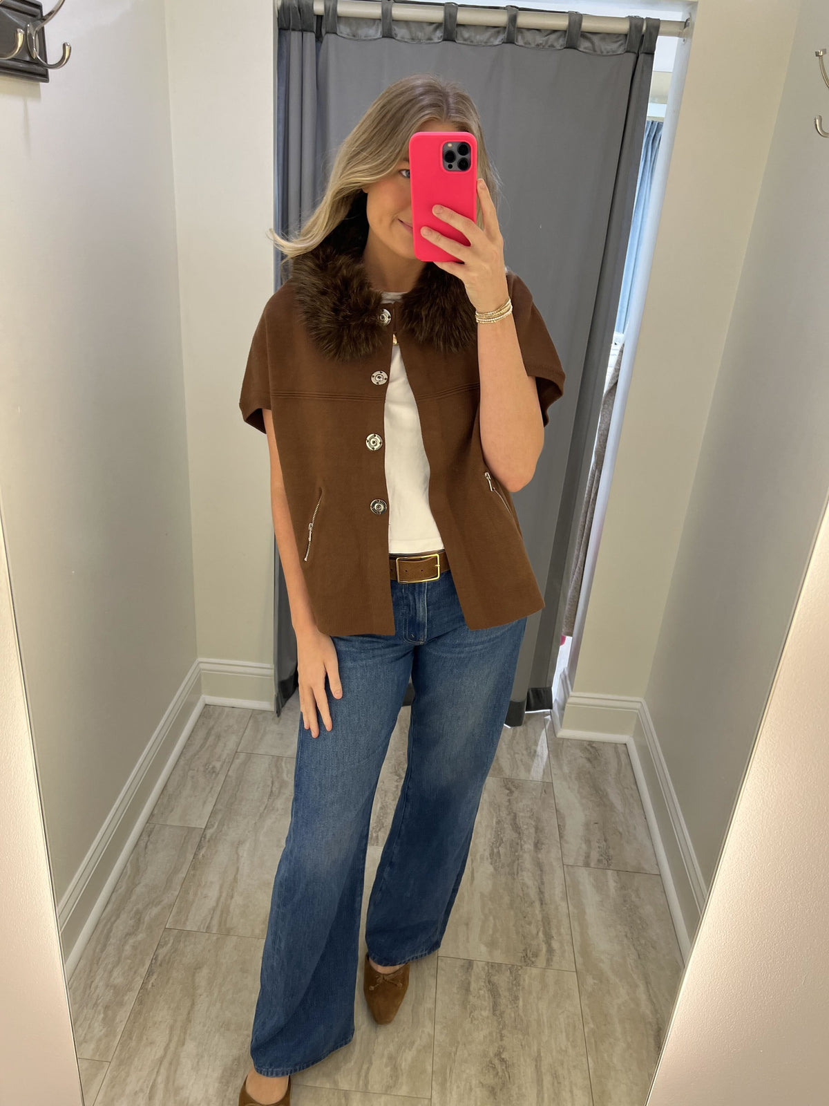 Faux Fur Trim Cardigan-Jackets-Uniquities