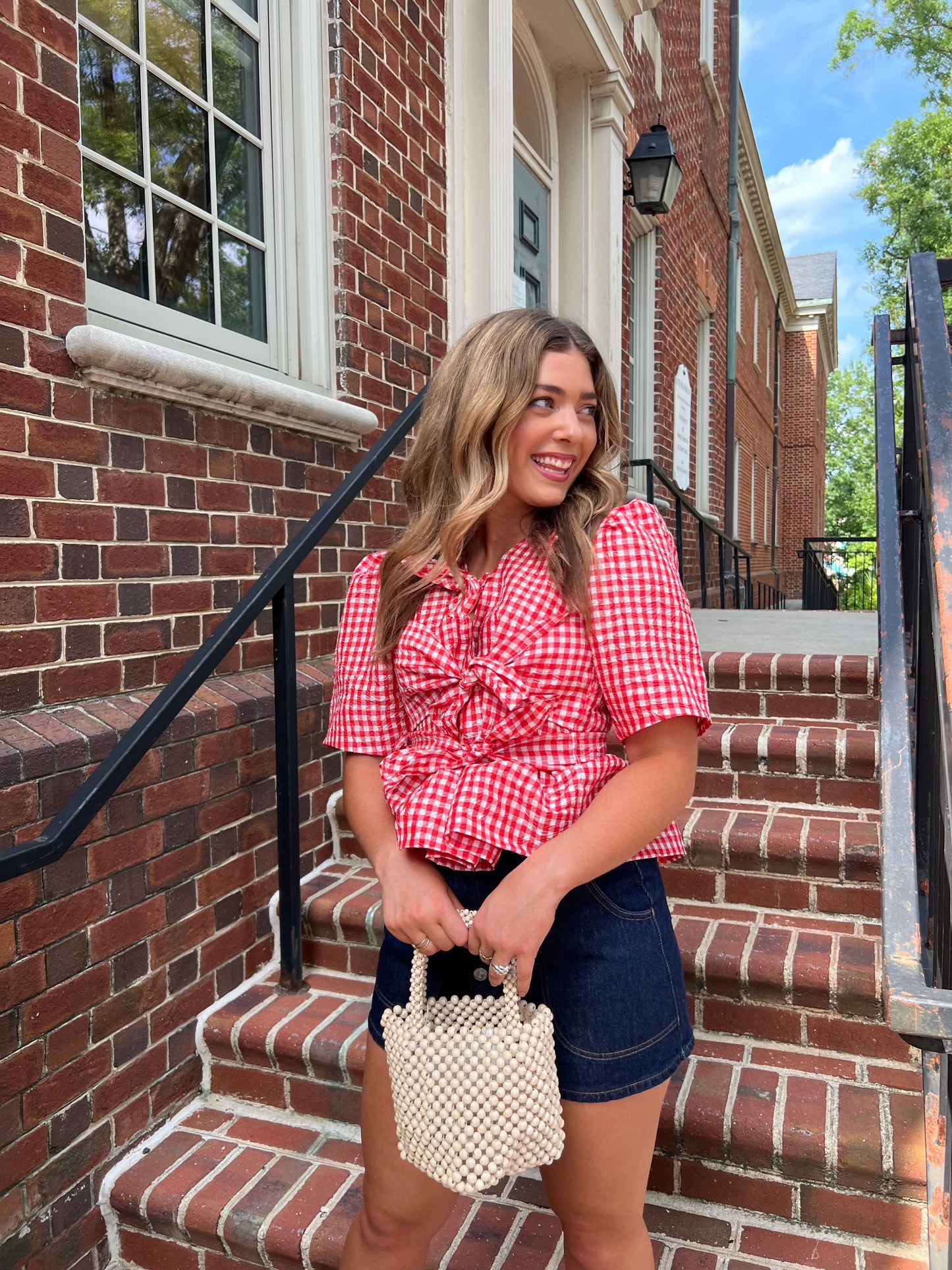 Curved Pocket Mini Skirt-Denim-Uniquities