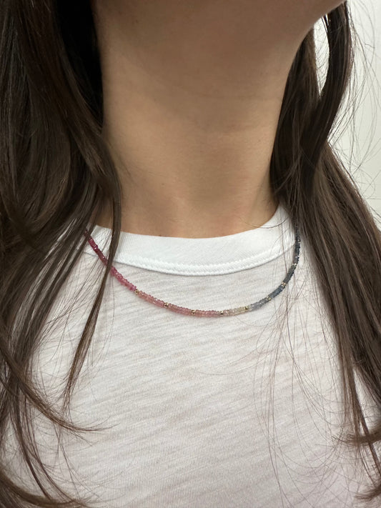 Delicate Sapphire Beaded Chain-Jewelry-Uniquities