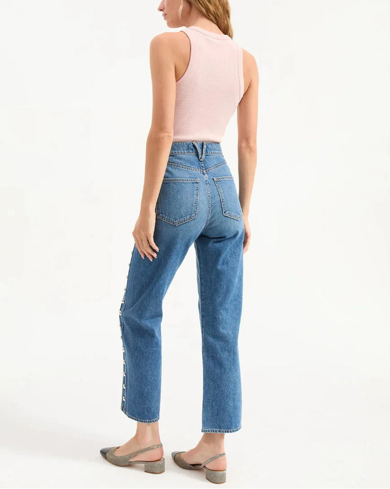 Dylan Ankle High Rise Straight Jeans-Denim-Uniquities