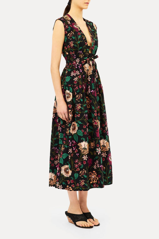 Lucine Deep V Cotton Dress-Dresses-Uniquities
