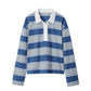 Kelly Stripe Long Sleeve Polo-Tops/Blouses-Uniquities
