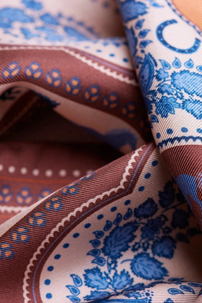 Small Silk Scarf Equestrian by Maison Lecomte - Image 3