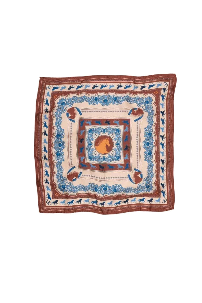 Small Silk Scarf Equestrian by Maison Lecomte - Image 1