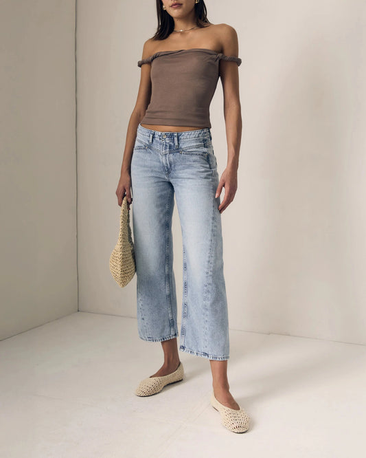 Selena Mid Rise Crop-Denim-Uniquities