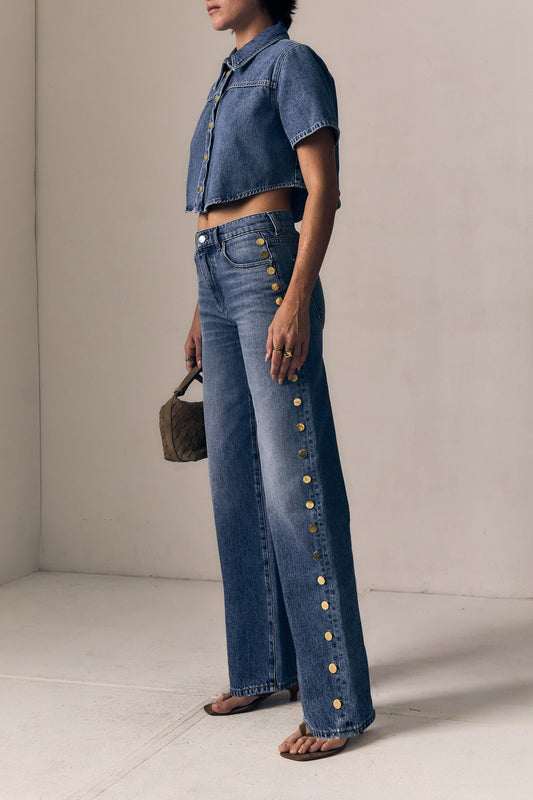 Studded Alexa Mid Rise-Denim-Uniquities