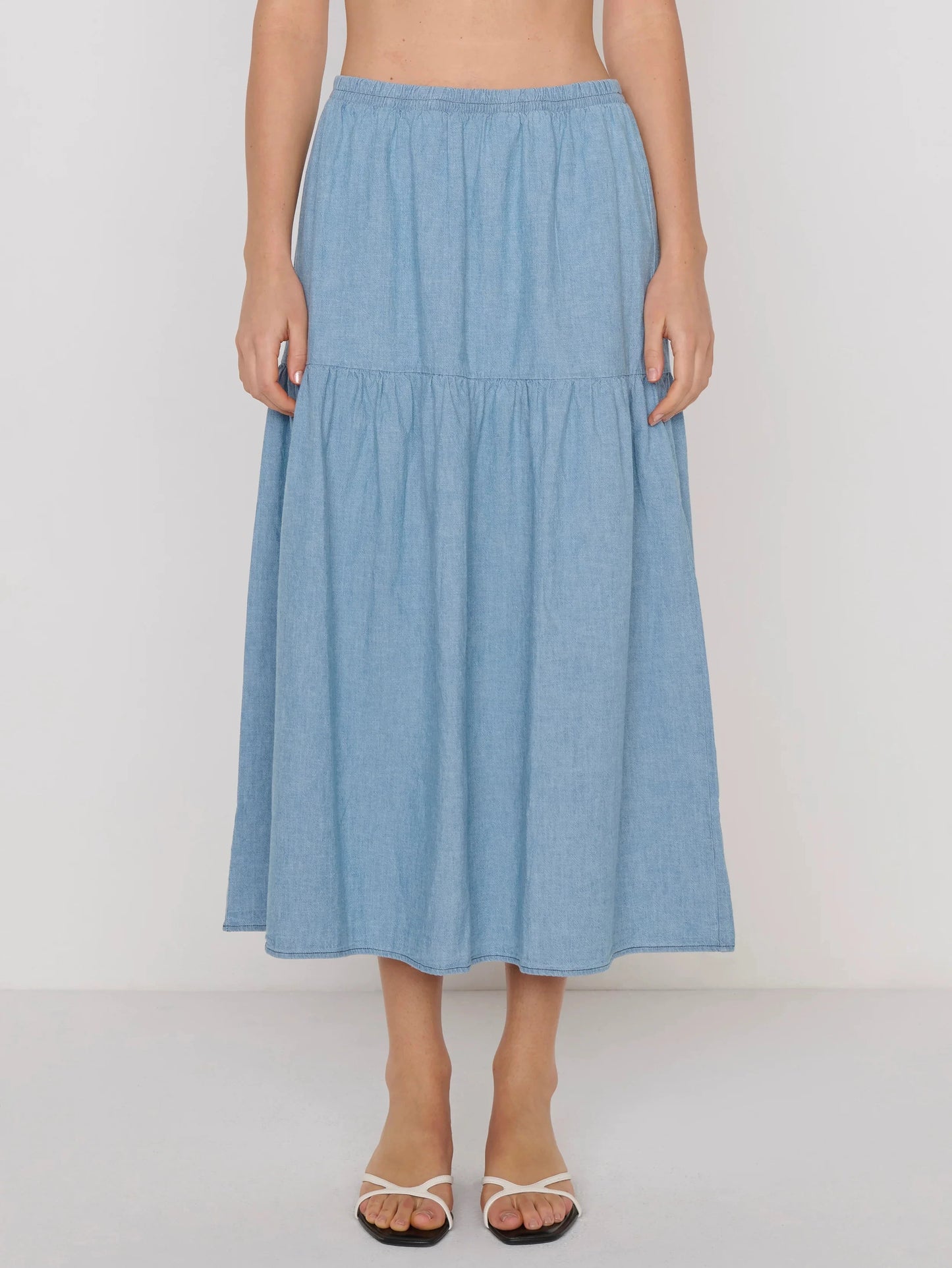 Liza Chambray Skirt-Bottoms-Uniquities