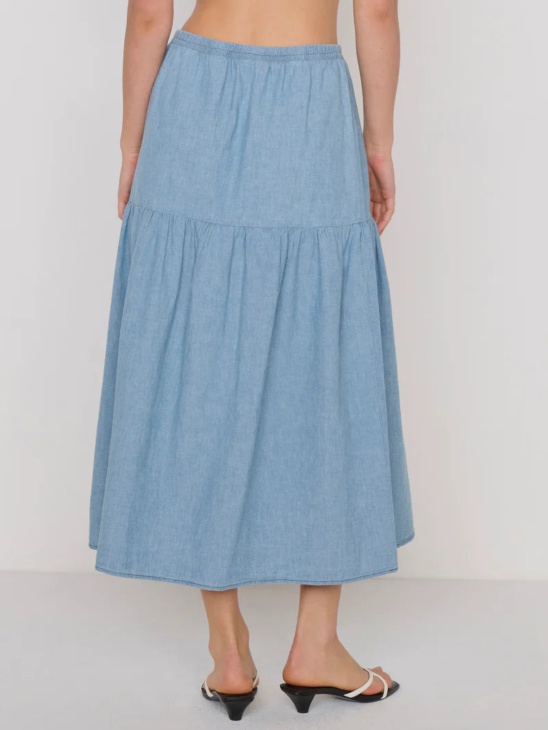 Liza Chambray Skirt-Bottoms-Uniquities