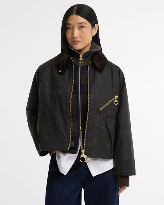 Arlene Checked Wax Jacket-Jackets-Uniquities