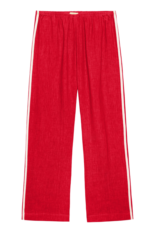 Linen Crop Racer Stripe Pant-Bottoms-Uniquities
