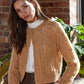 Pointelle Crew Neck Cardigan-Sweaters-Uniquities