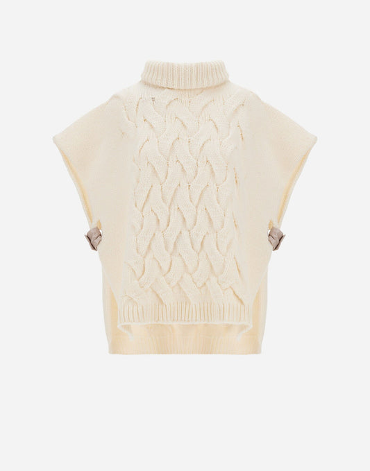 Braided Wool Blend Short Sleeve-Sweaters-Uniquities