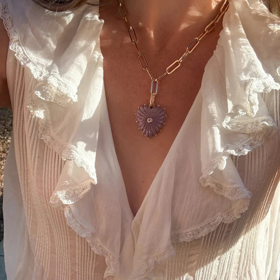 Malene Purple Mica Clip Necklace-Jewelry-Uniquities