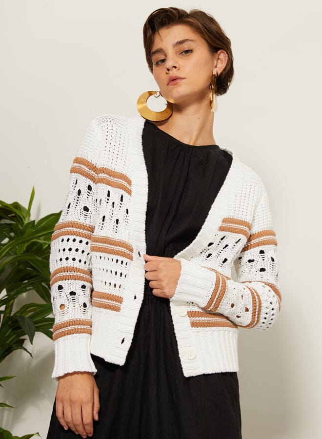 Chunky Multi Stitch Cardigan-Sweaters-Uniquities