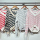 Stripe Mesh V-Sweaters-Uniquities