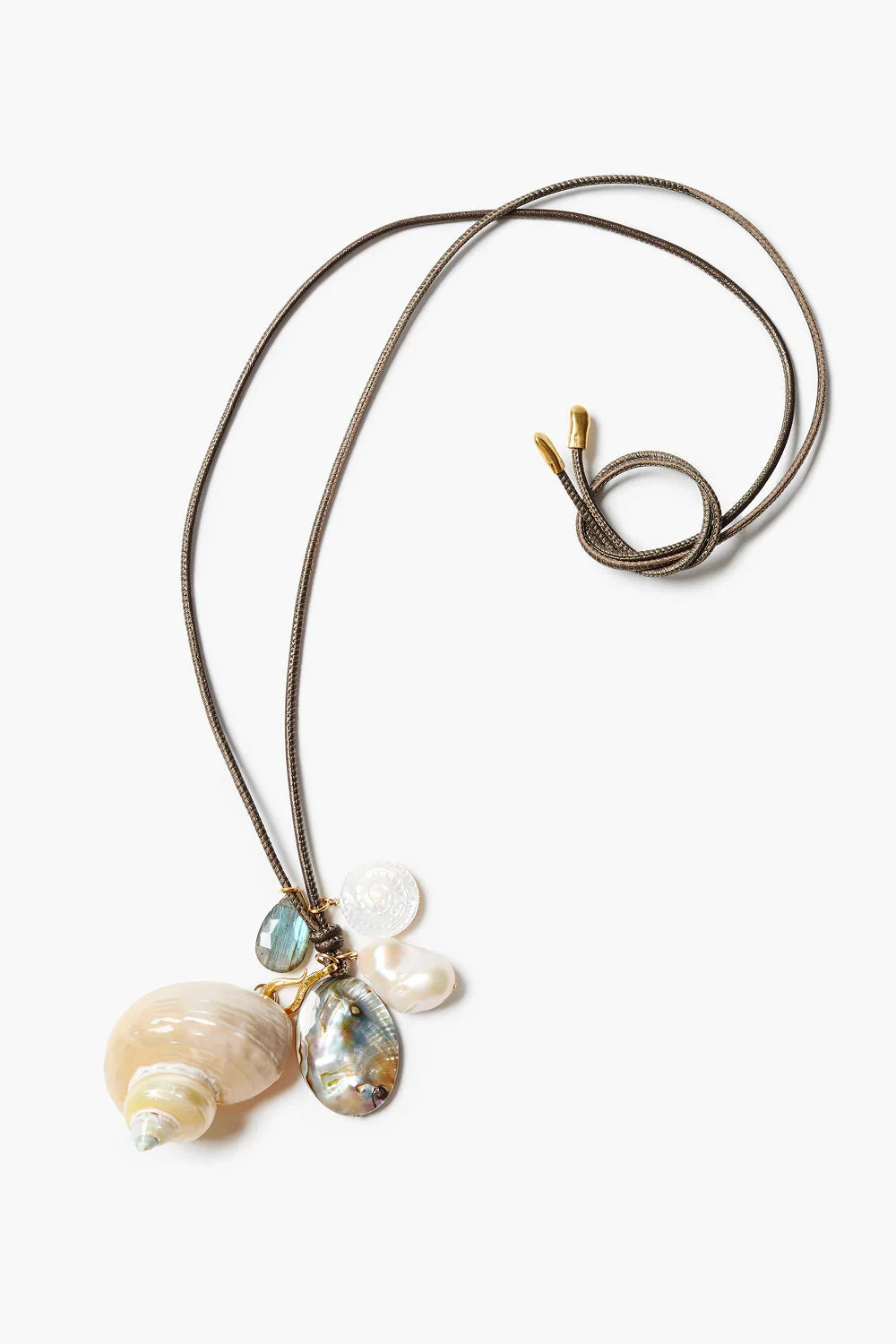 Turbo Shell Leather Cord Necklace-Jewelry-Uniquities