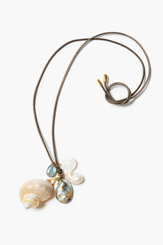 Turbo Shell Leather Cord Necklace-Jewelry-Uniquities