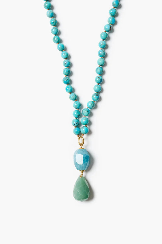 Turquoise Mix Rosary Necklace-Jewelry-Uniquities