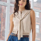 Button Front Vest With Tie-Sweaters-Uniquities
