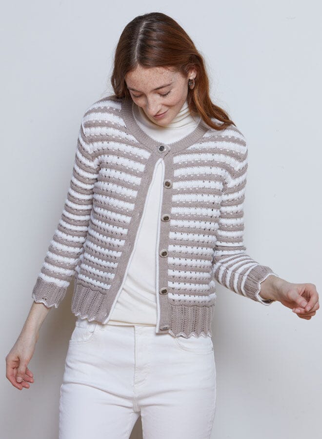 Pointelle Stripe Jacket-Sweaters-Uniquities