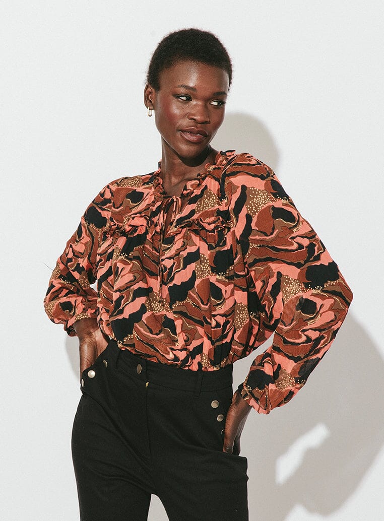 Octavia Printed Blouse-Tops/Blouses-Uniquities