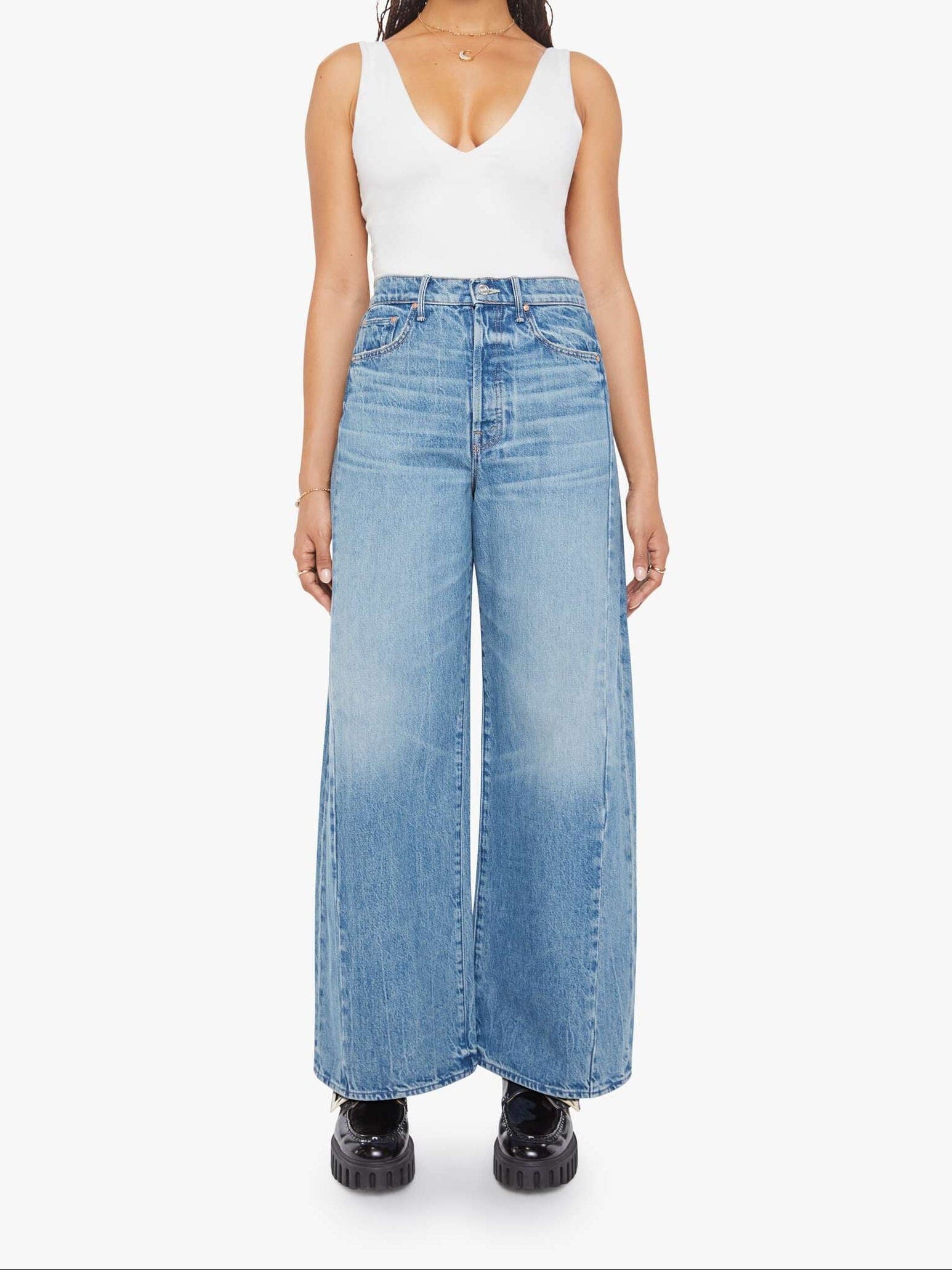 PETITES The Lil' Pipe Dream Button Sneak Jeans-Denim-Uniquities