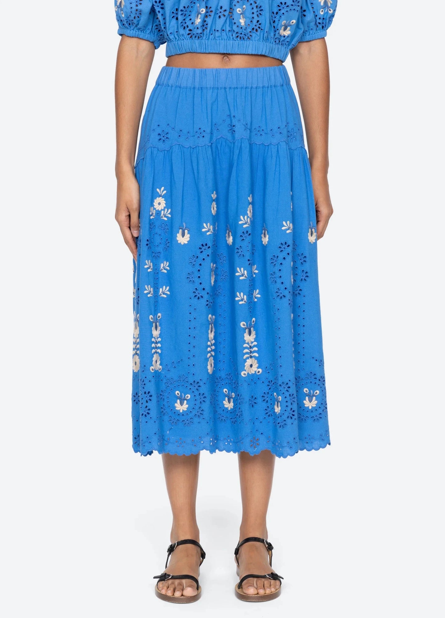 Catharina Embroidered Midi Skirt-Bottoms-Uniquities