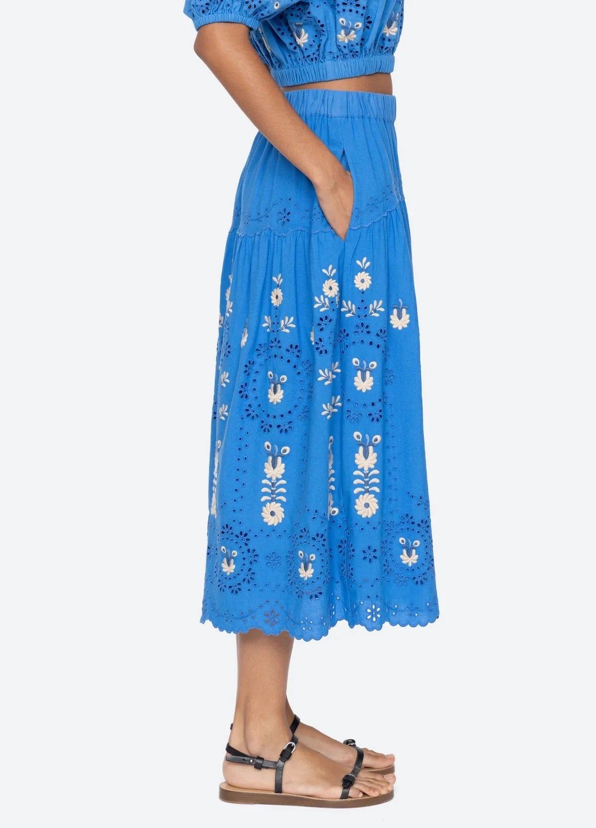 Catharina Embroidered Midi Skirt-Bottoms-Uniquities