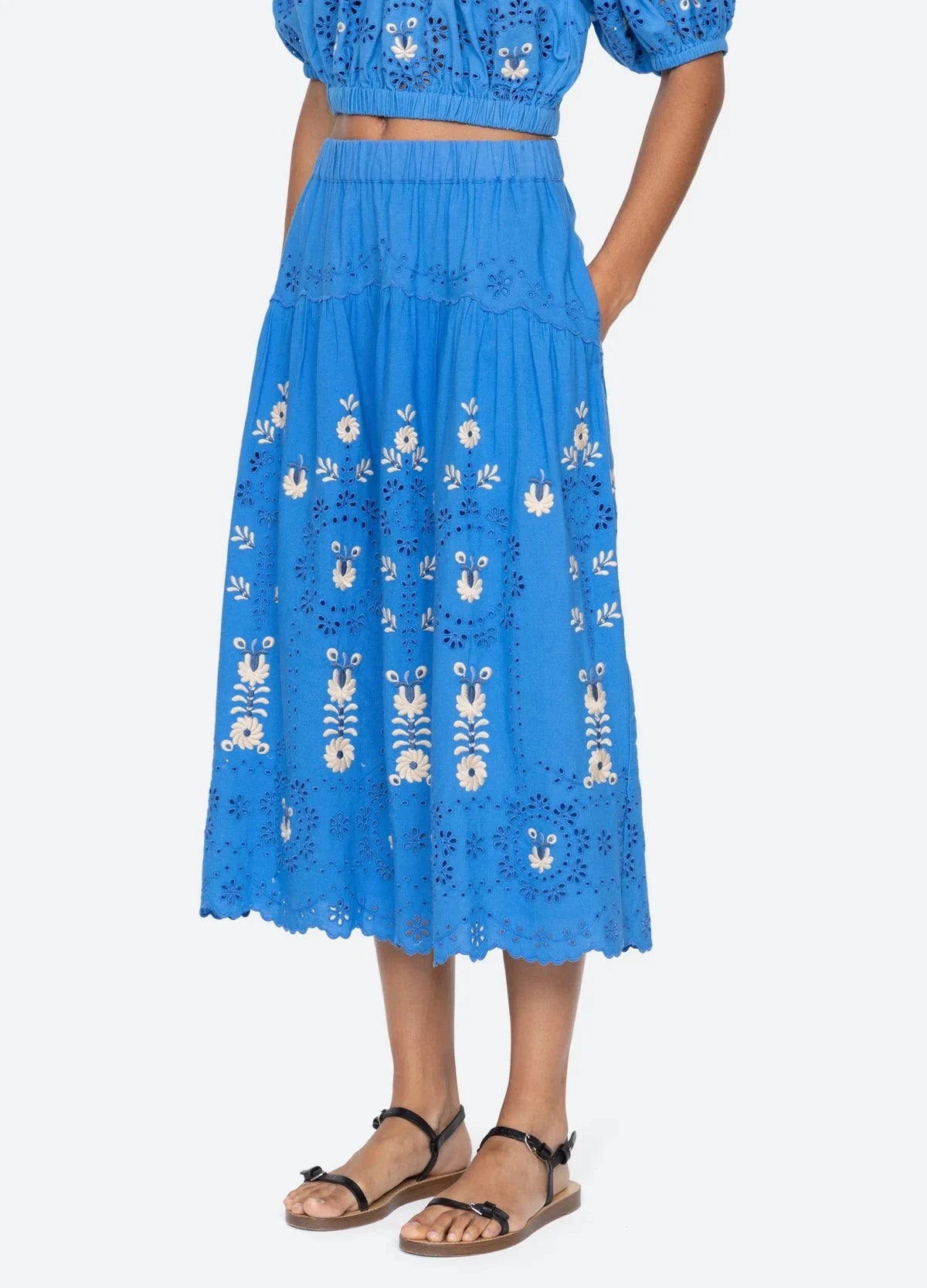 Catharina Embroidered Midi Skirt-Bottoms-Uniquities