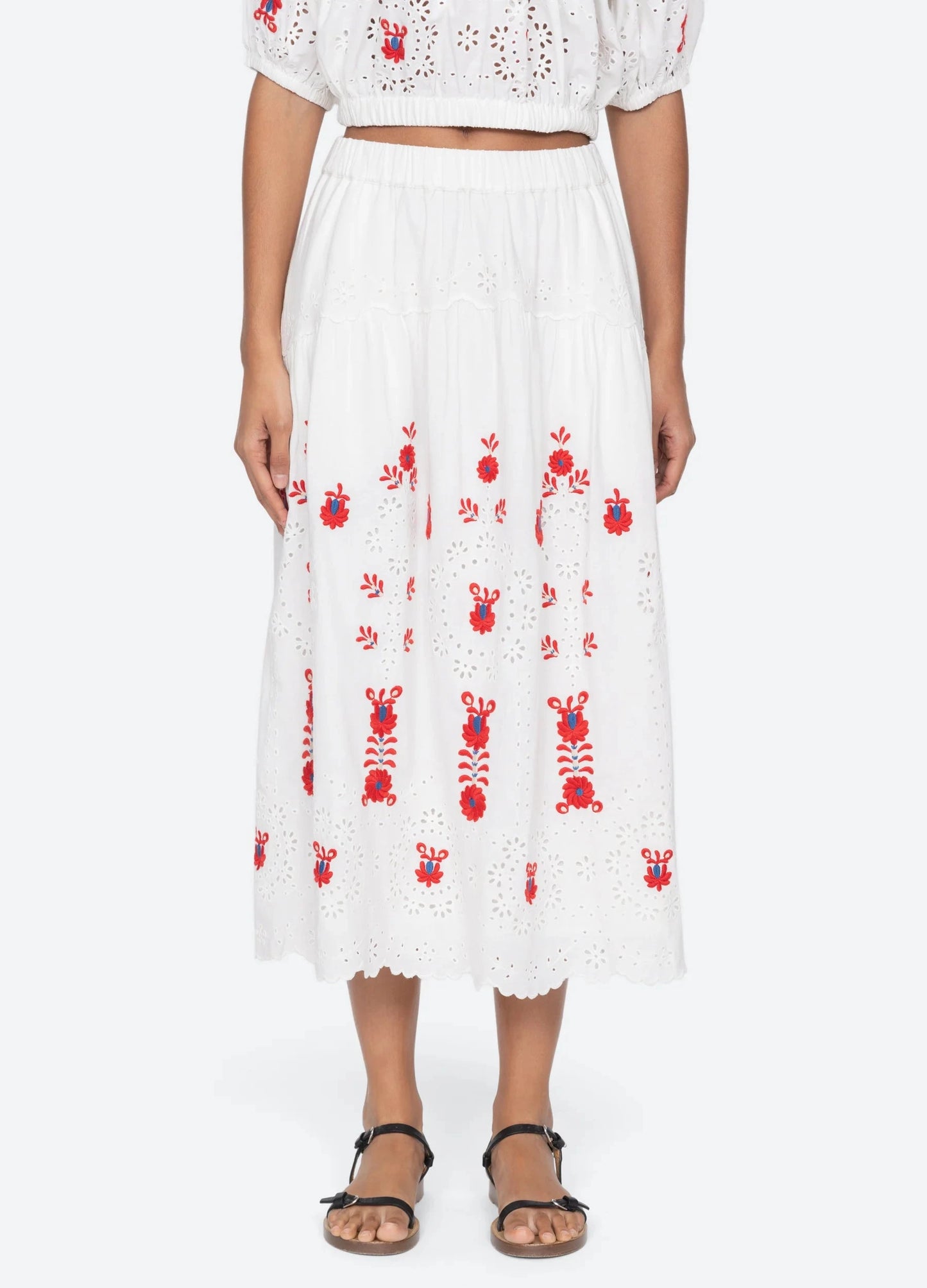 Catharina Embroidered Midi Skirt-Bottoms-Uniquities