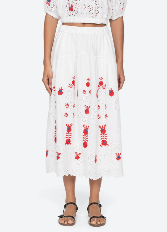 Catharina Embroidered Midi Skirt-Bottoms-Uniquities