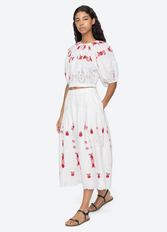 Catharina Embroidered Midi Skirt-Bottoms-Uniquities