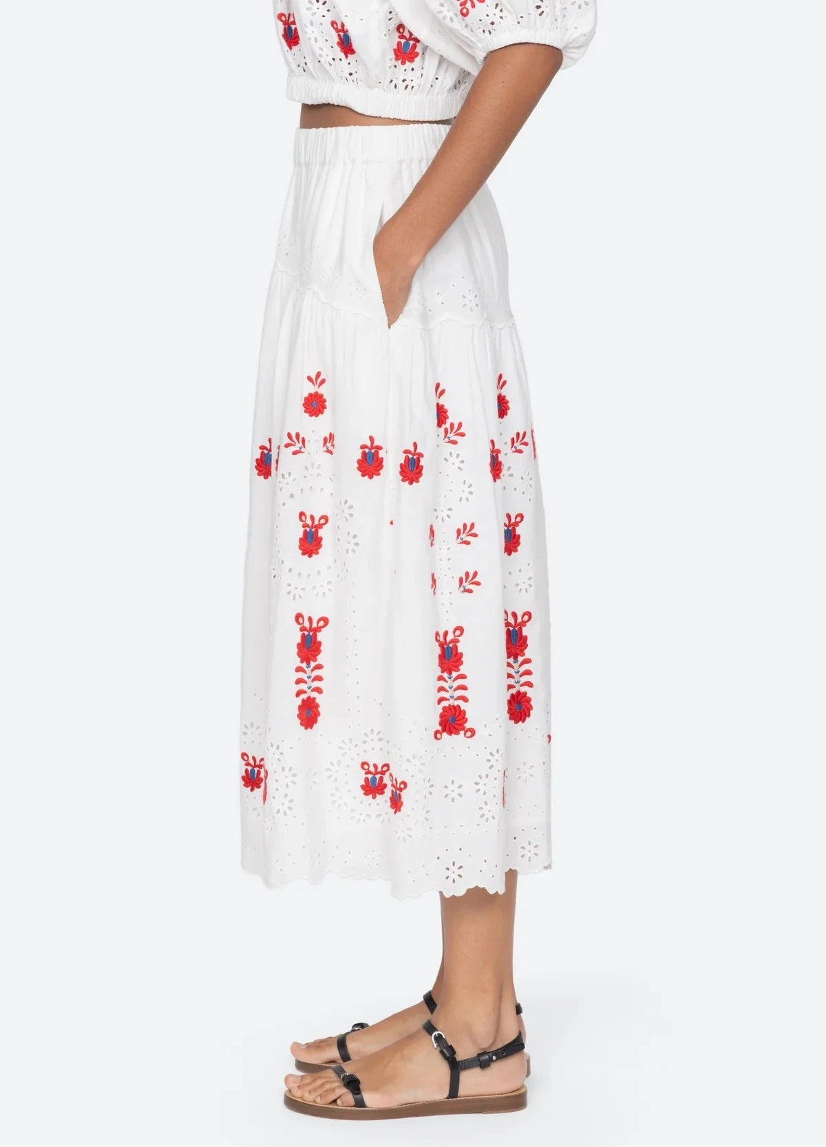Catharina Embroidered Midi Skirt-Bottoms-Uniquities
