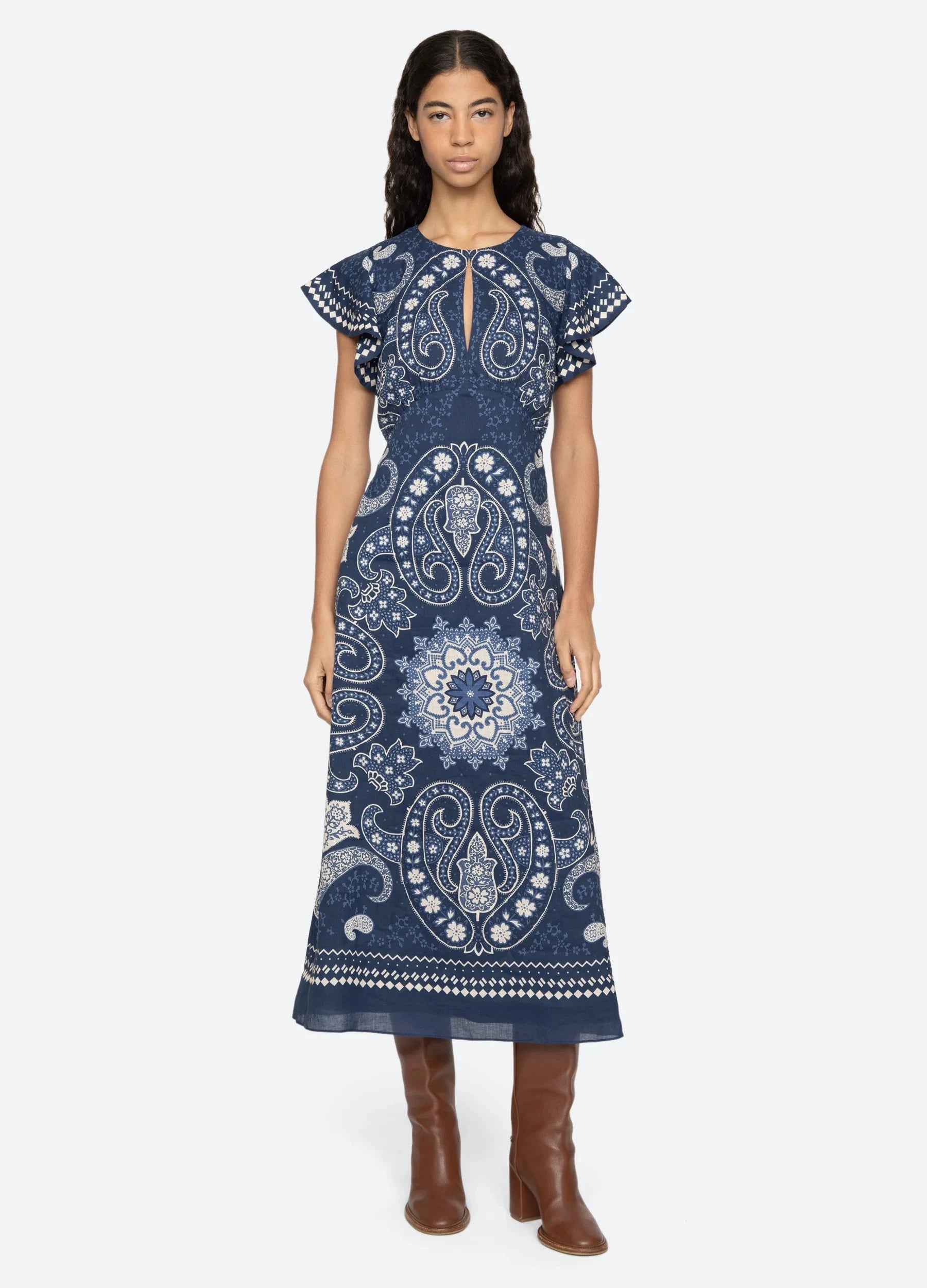 Emelina Print Midi Dress-Dresses-Uniquities