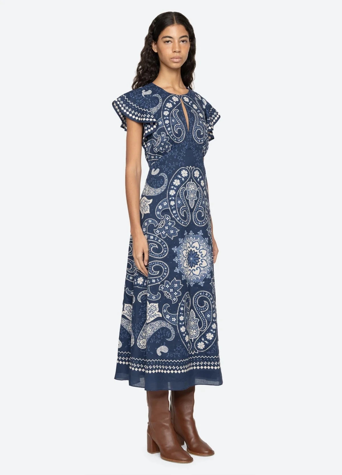 Emelina Print Midi Dress-Dresses-Uniquities