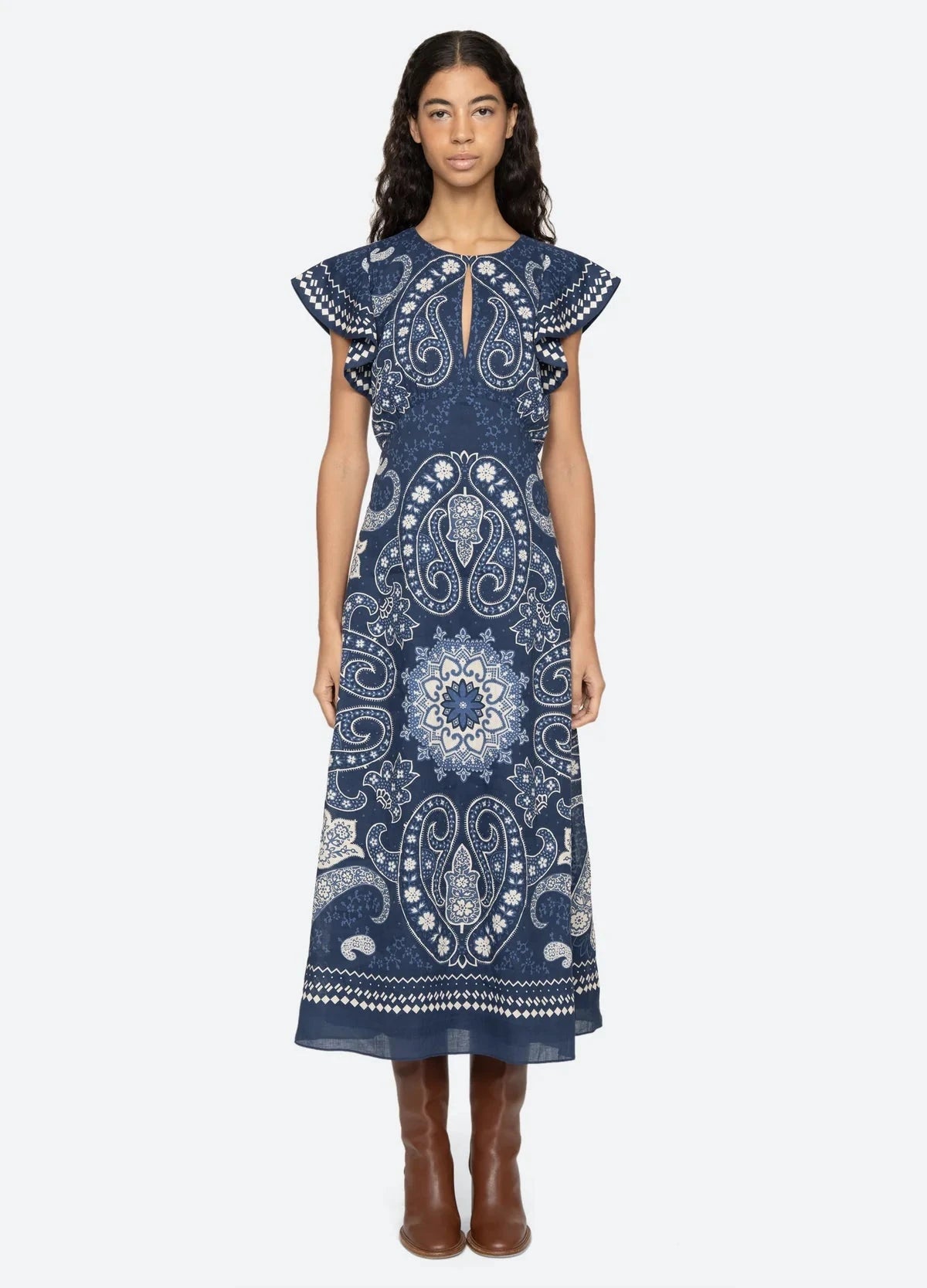 Emelina Print Midi Dress-Dresses-Uniquities