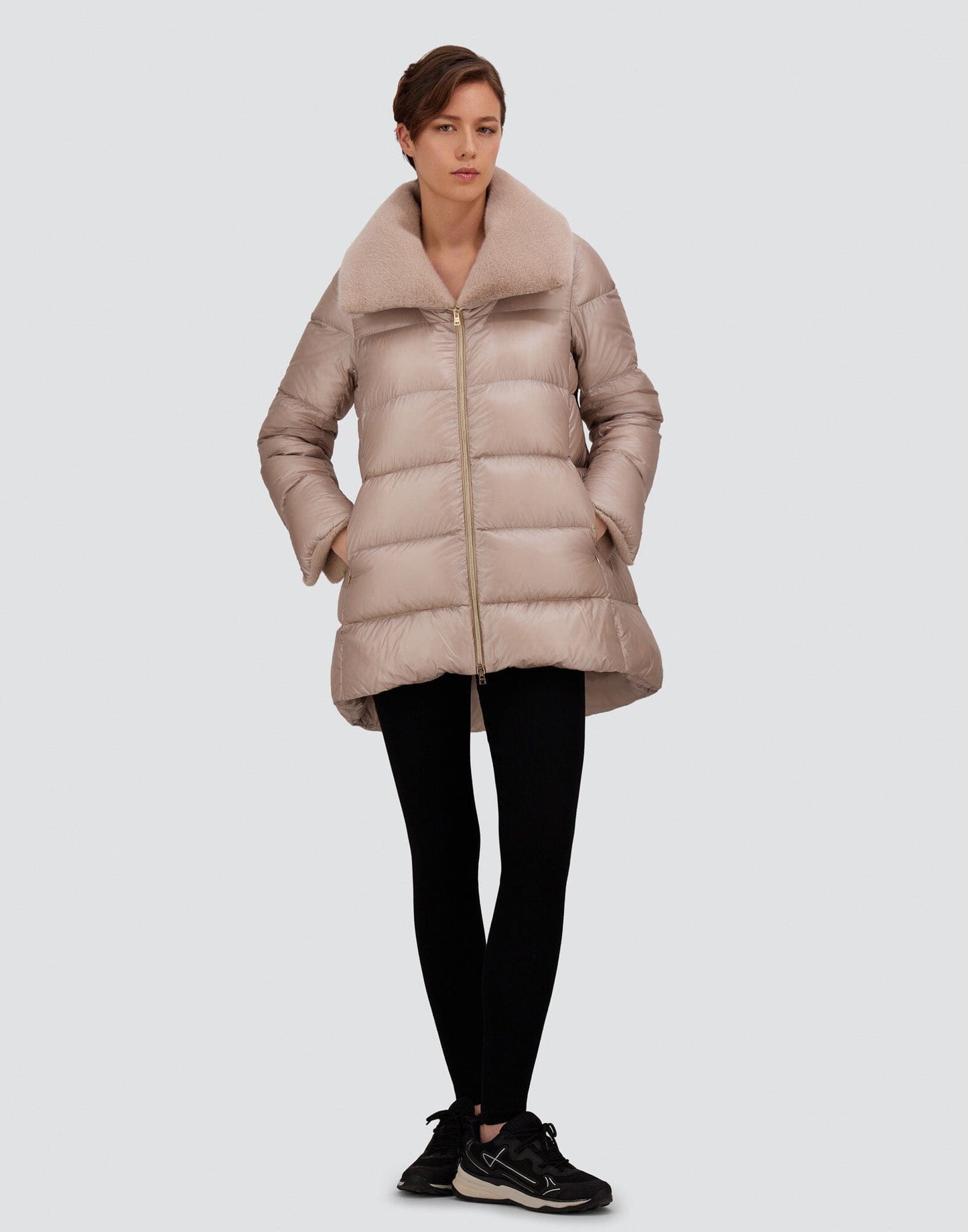 Midthigh Coat Faux Fur Trim-Jackets-Uniquities
