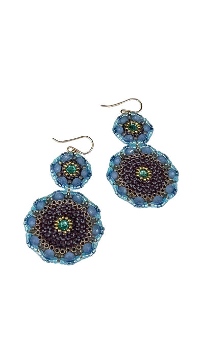 Ocean Blue Double Circle Earrings-Jewelry-Uniquities
