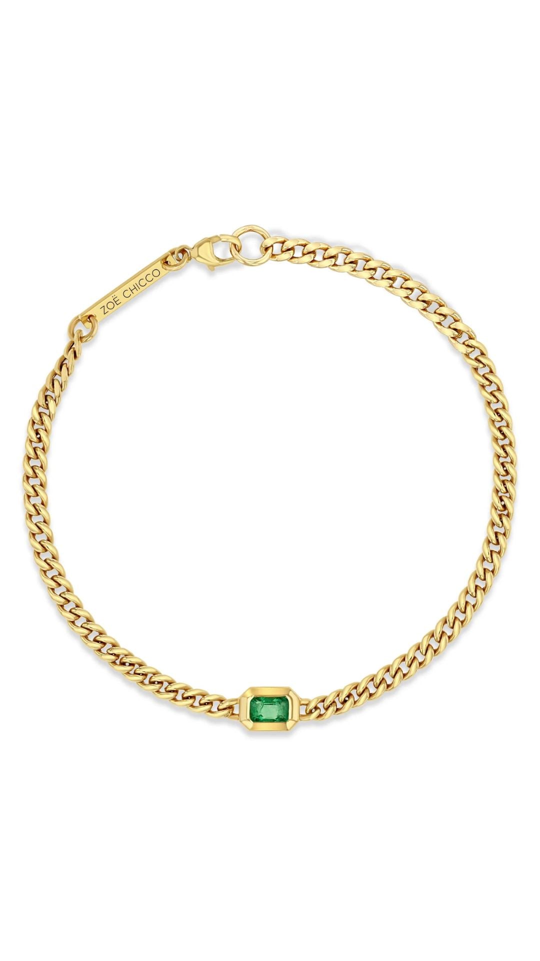 14k Curb Emerald Bracelet-Jewelry-Uniquities
