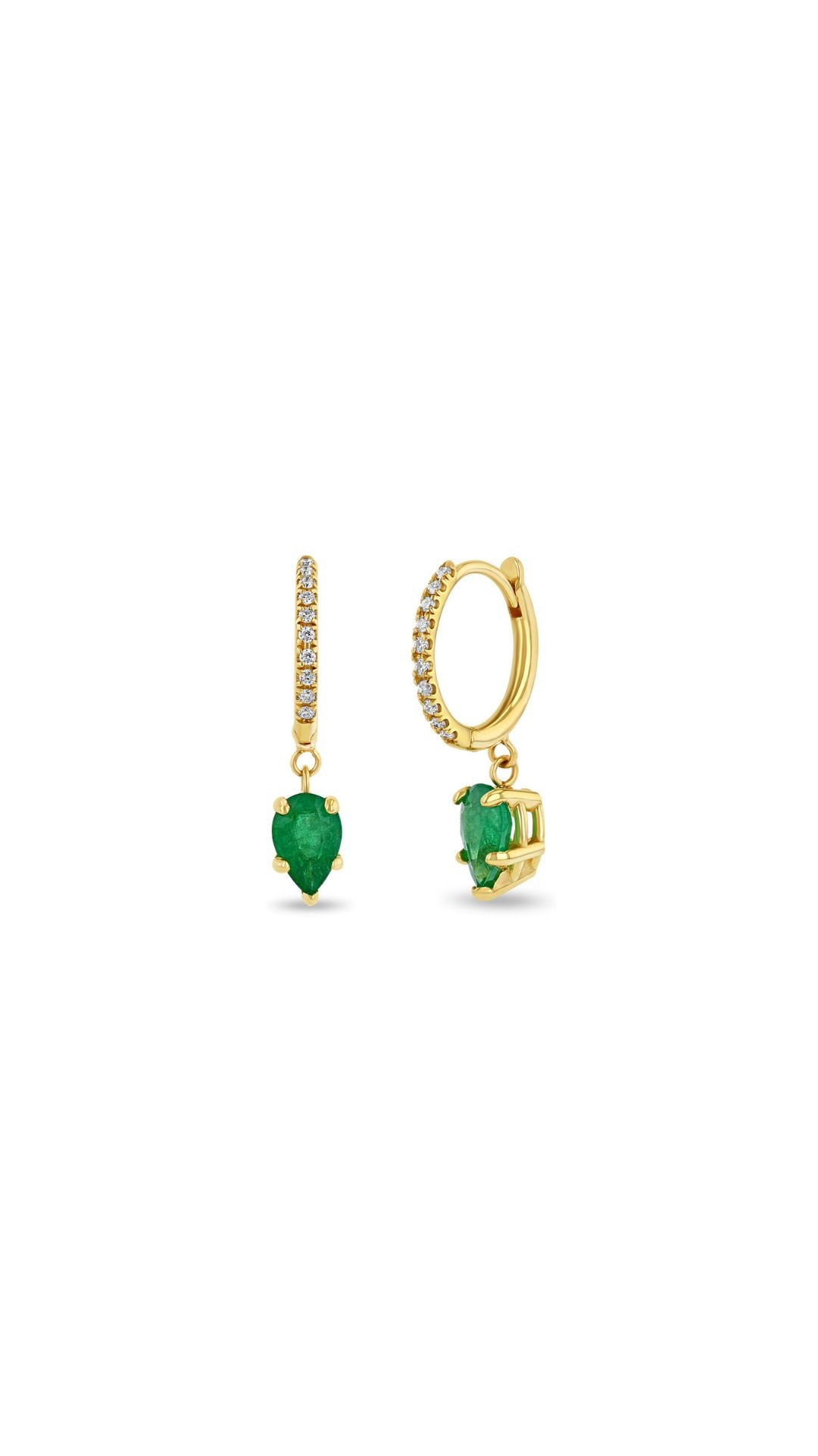 14k Pave Pear Emerald Earrings-Jewelry-Uniquities