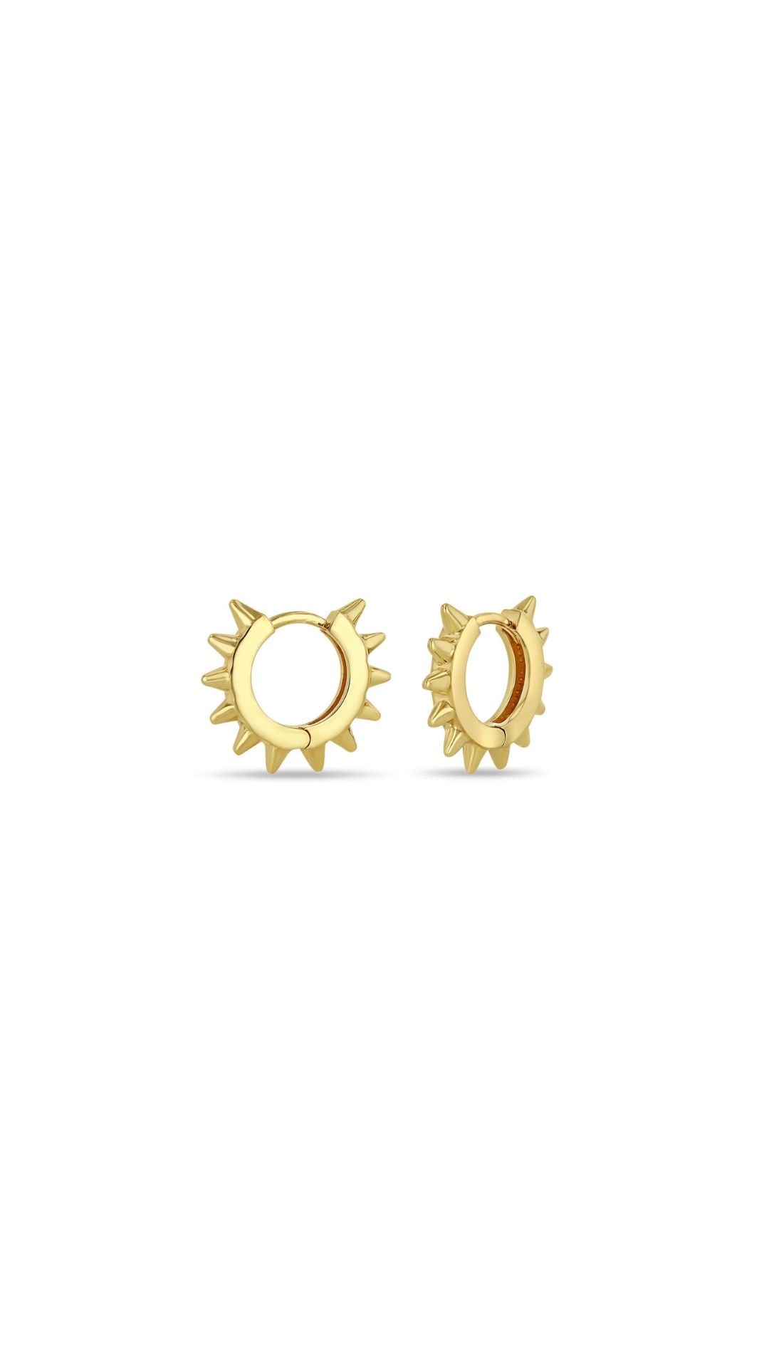 14k Spiked Hinge Huggie Earrings-Jewelry-Uniquities