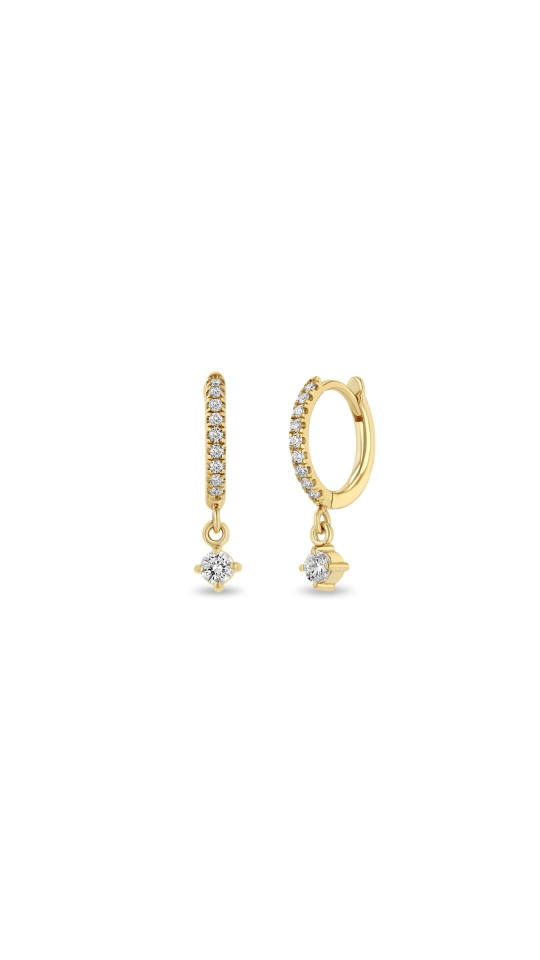 14k Dangling Pave Diamond Earrings-Jewelry-Uniquities