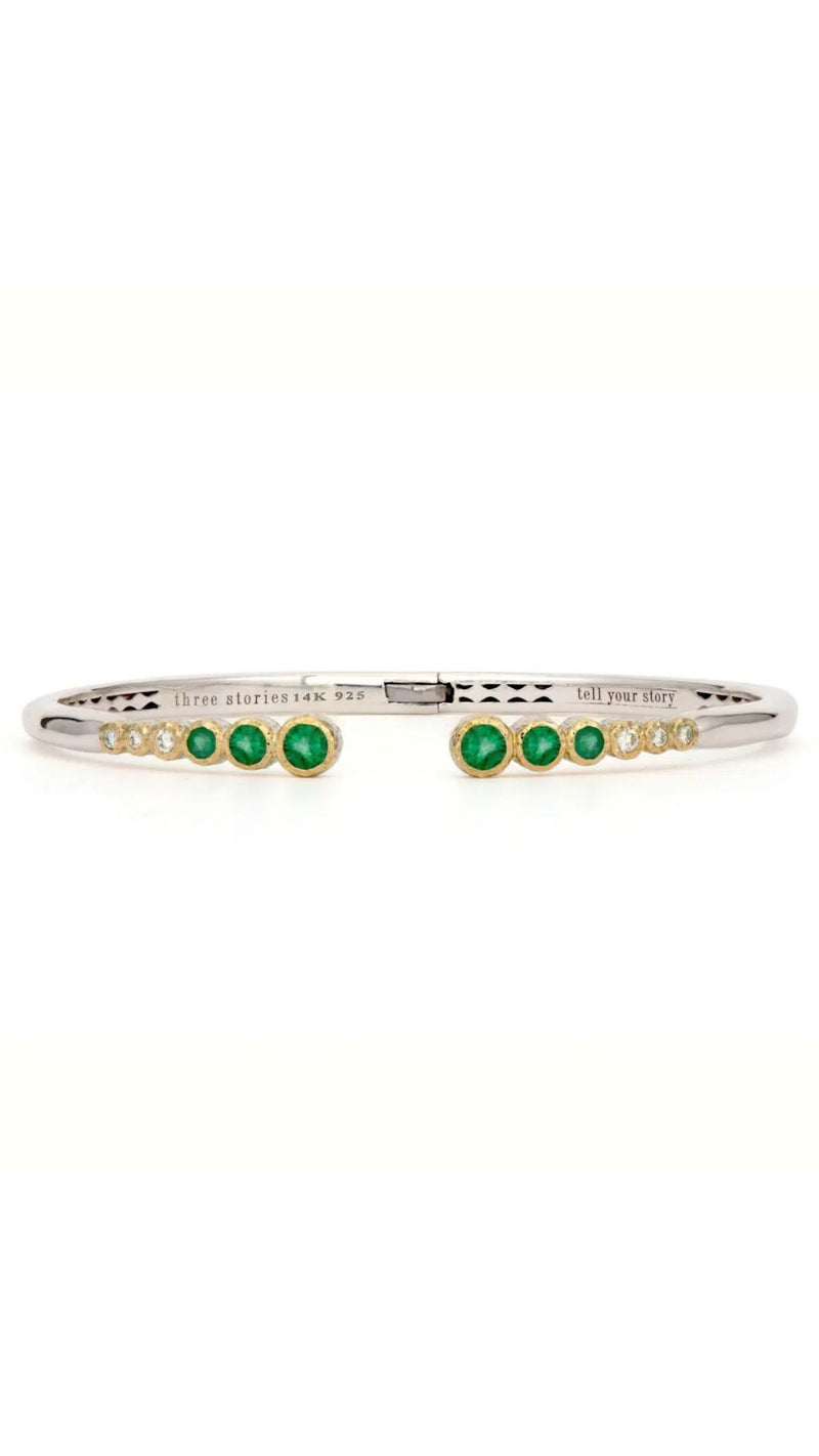 Bezel Emerald Bangle-Jewelry-Uniquities