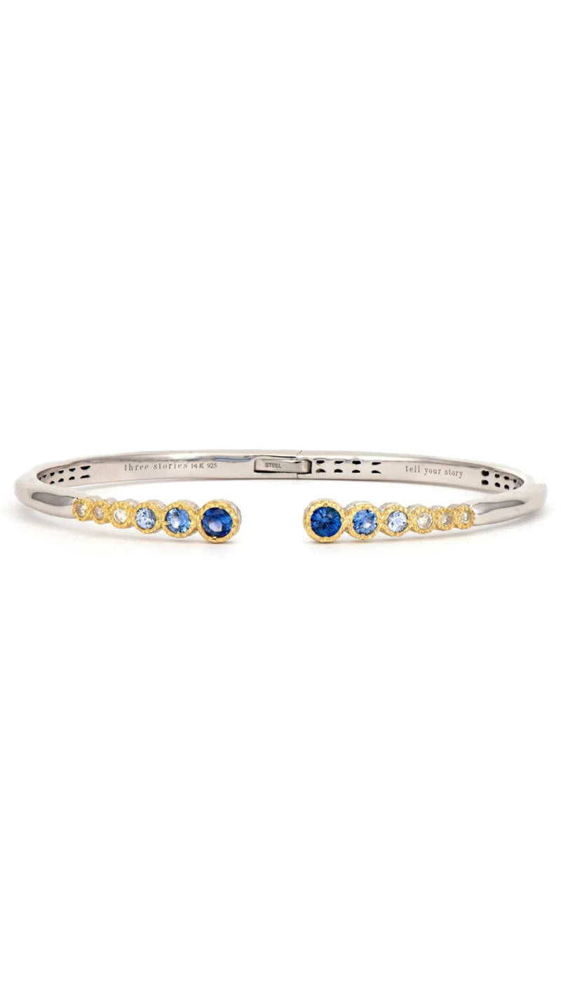 Bezel Blue Sapphire Bangle-Jewelry-Uniquities