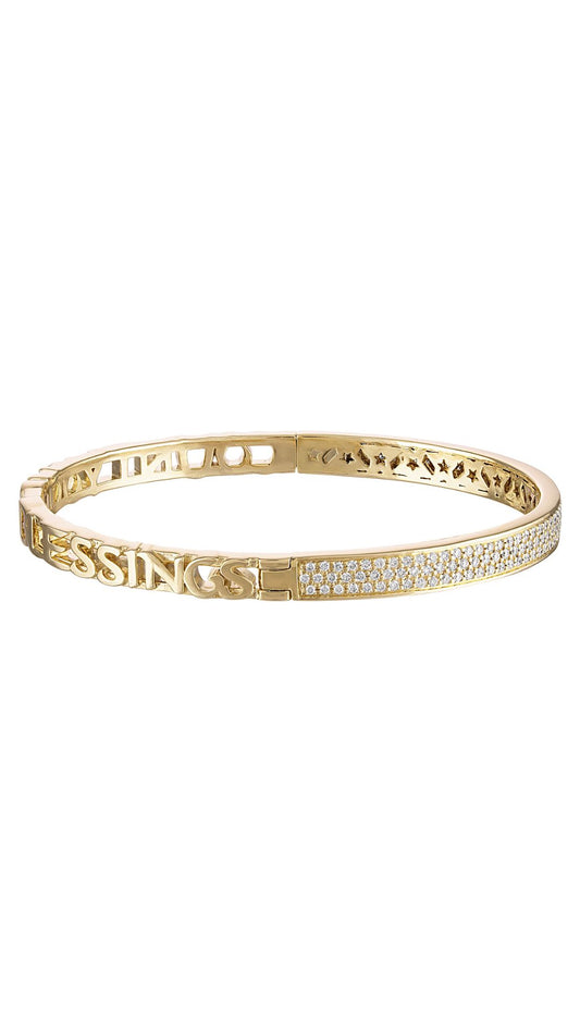 Pave Diamond Mantra Bangle-Jewelry-Uniquities