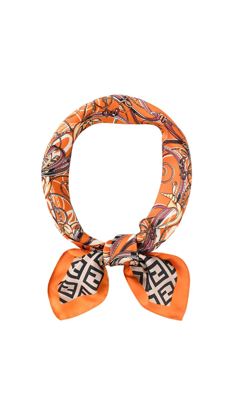 Paisley Satin Scarf Orange-Accessories-Uniquities
